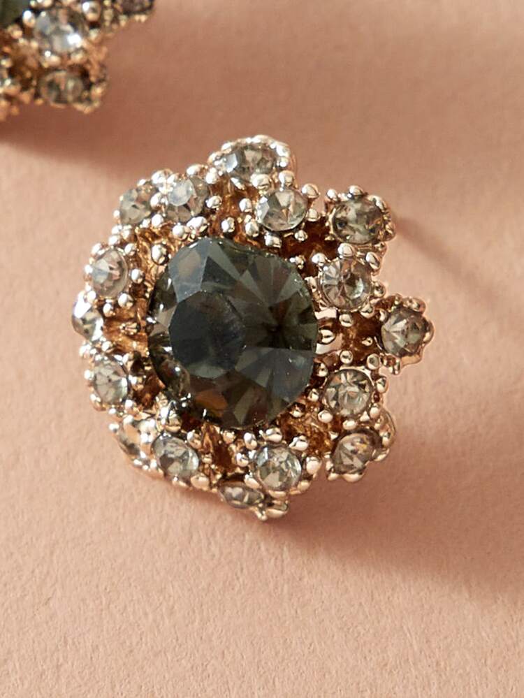 Andkiss 1pair Gemstone Decor Stud Earrings