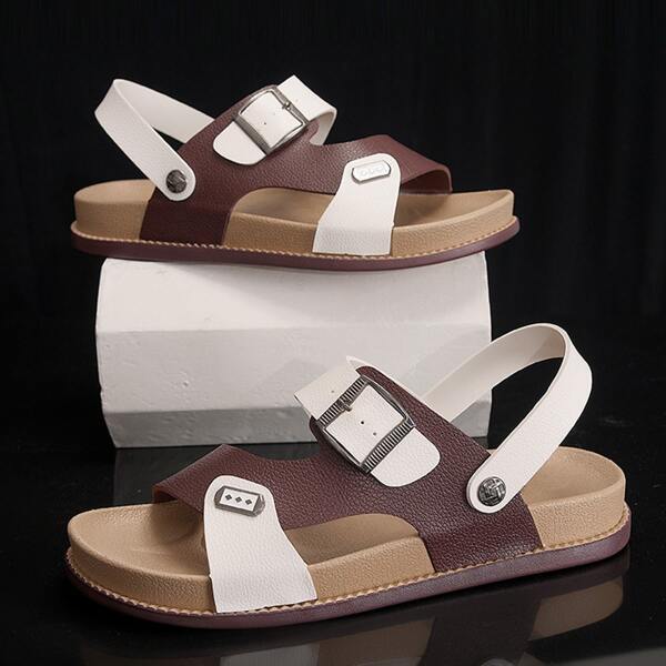 

Men Colorblock Buckle Decor Sandals, Multicolor