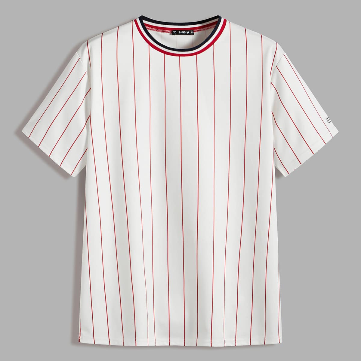 

Guys Contrast Neck Striped Top, White