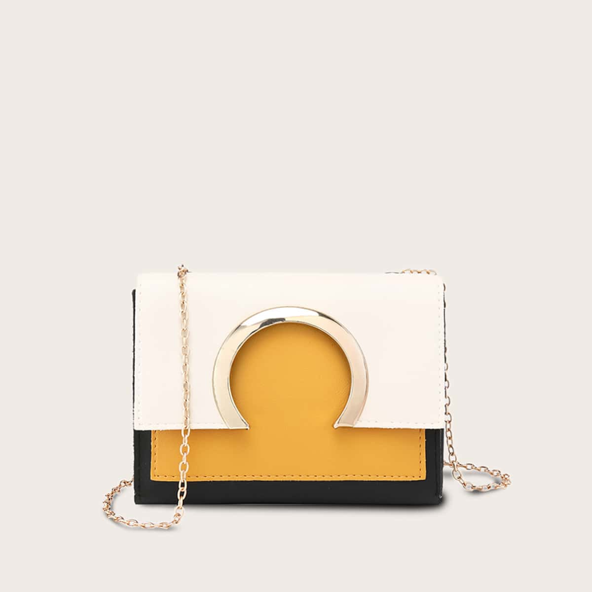 

Color-block Flap Chain Bag, Multicolor