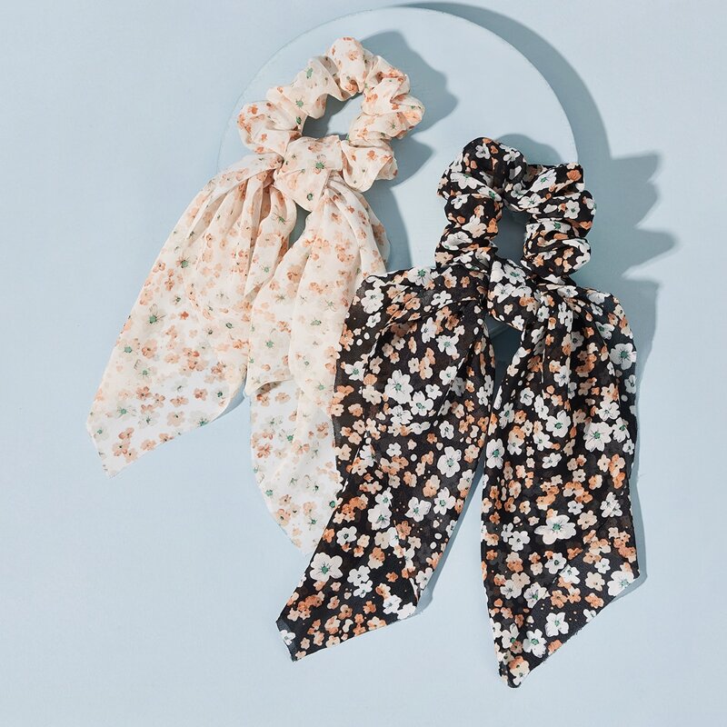 

2pcs Ditsy Floral Pattern Scrunchie Scarf, Multicolor