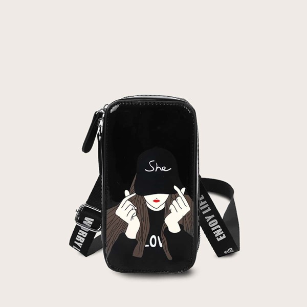 

Сумка через плечо с графическим принтом, Чёрный