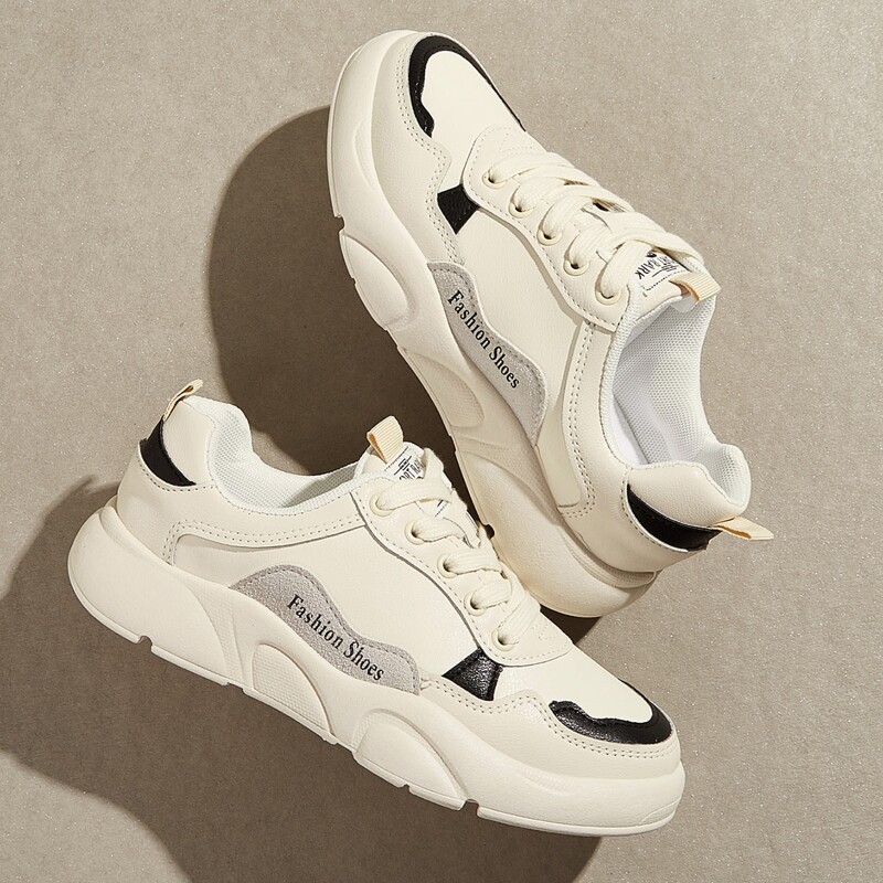 

Lace-up Front Chunky Sneakers, Beige