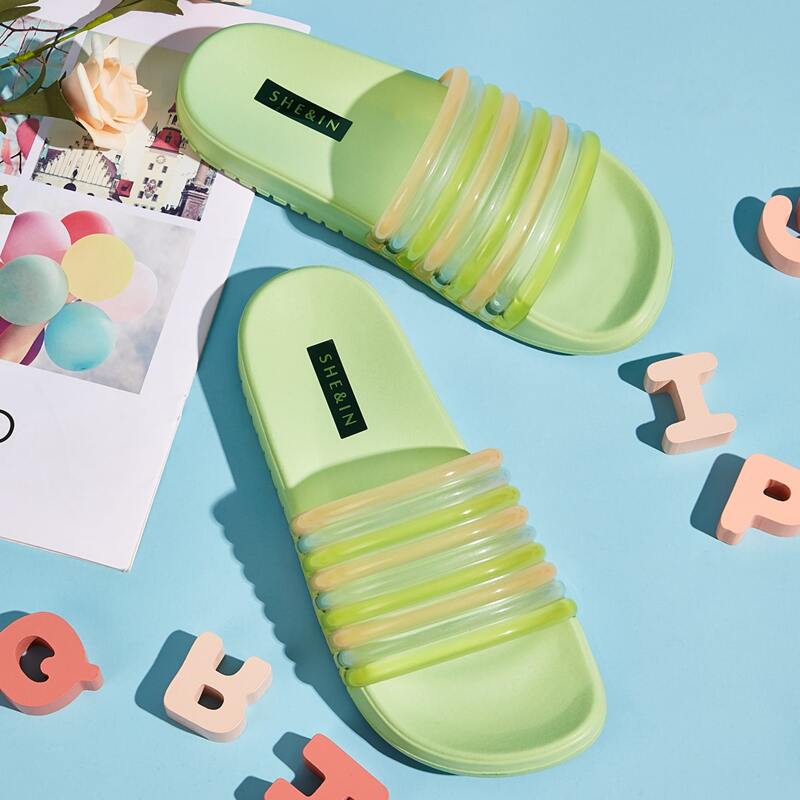 

Open Toe Wide Fit Sliders, Green