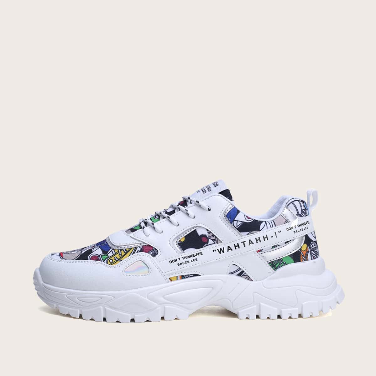 

Guys Letter Graphic Lace-up Front Sneakers, White