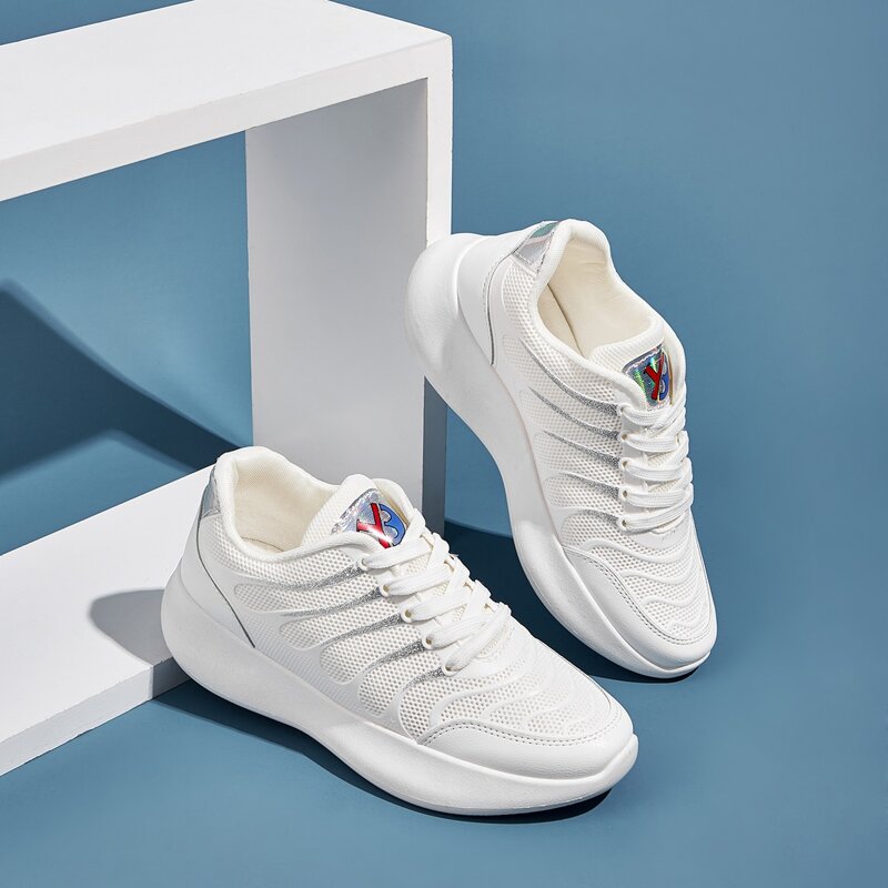 

Striped Detail Lace-up Front Mesh Sneakers, White
