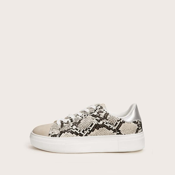 

Snakeskin Lace-up Front Skate Shoes, Multicolor