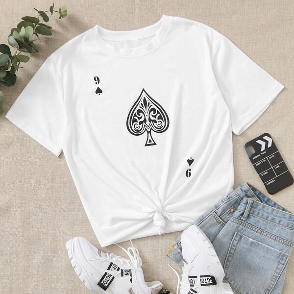 

Poker Card Print Tee, Camel