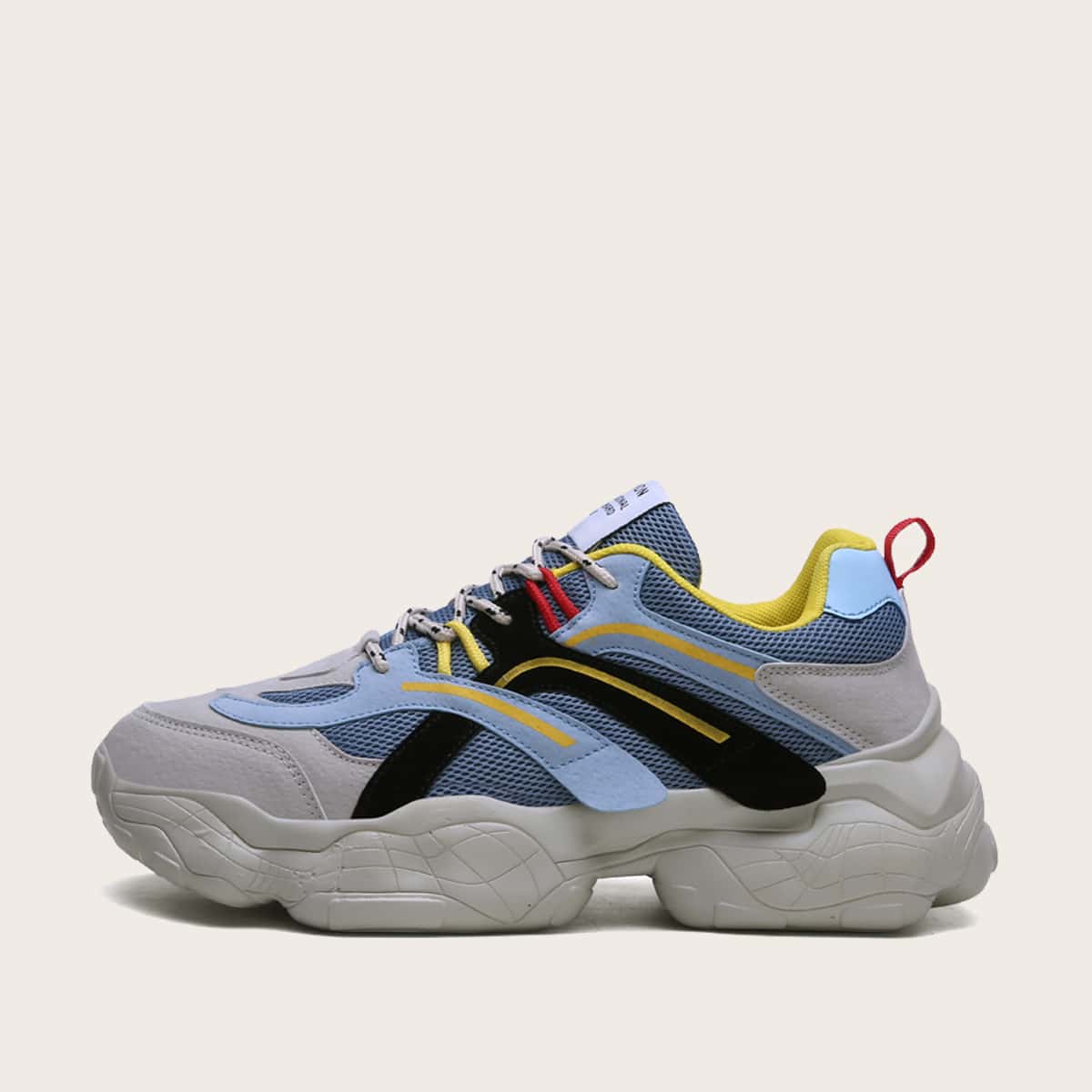 

Guys Lace-up Front Mesh Panel Chunky Sneakers, Blue