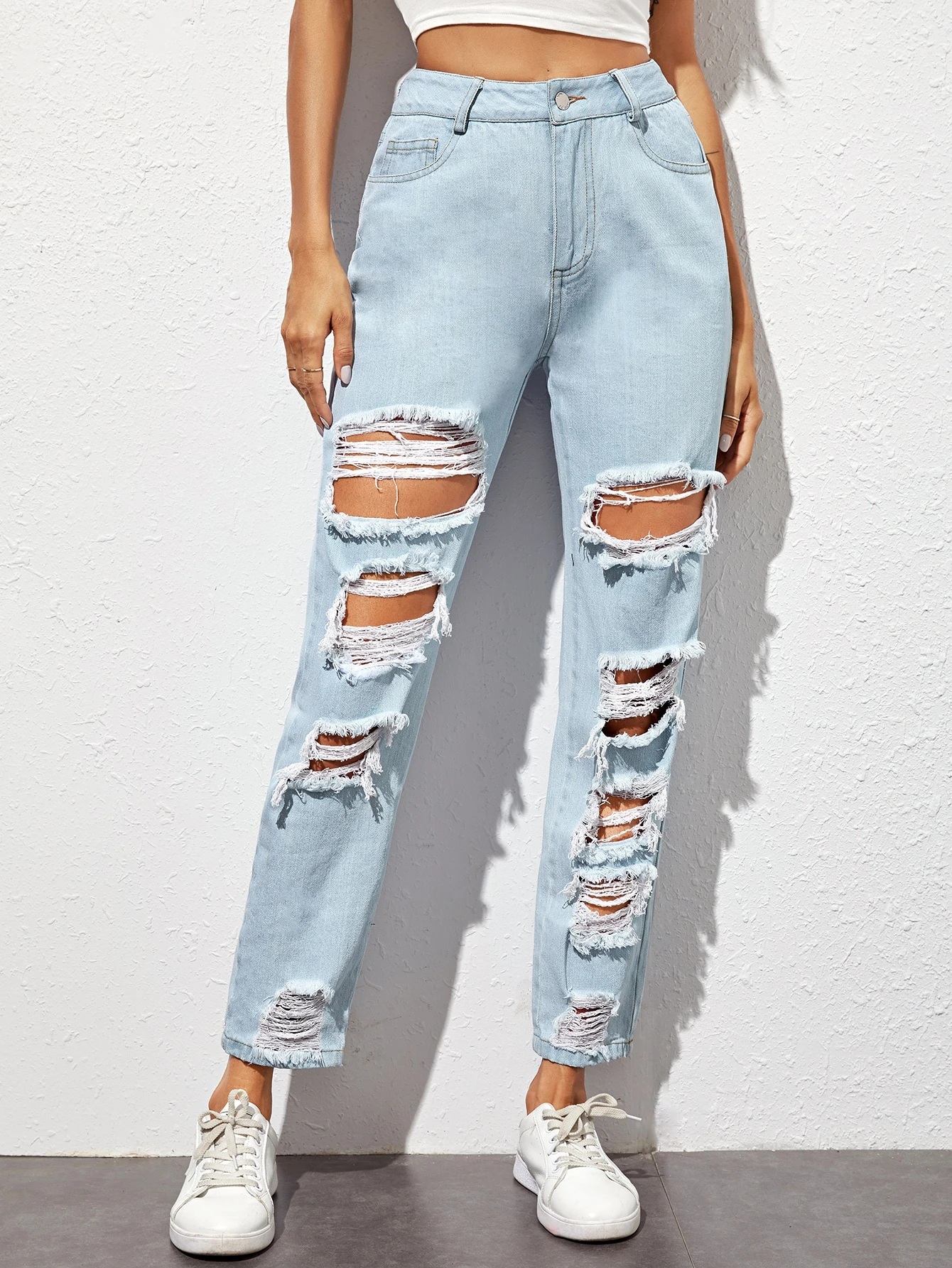 high distressed jeans