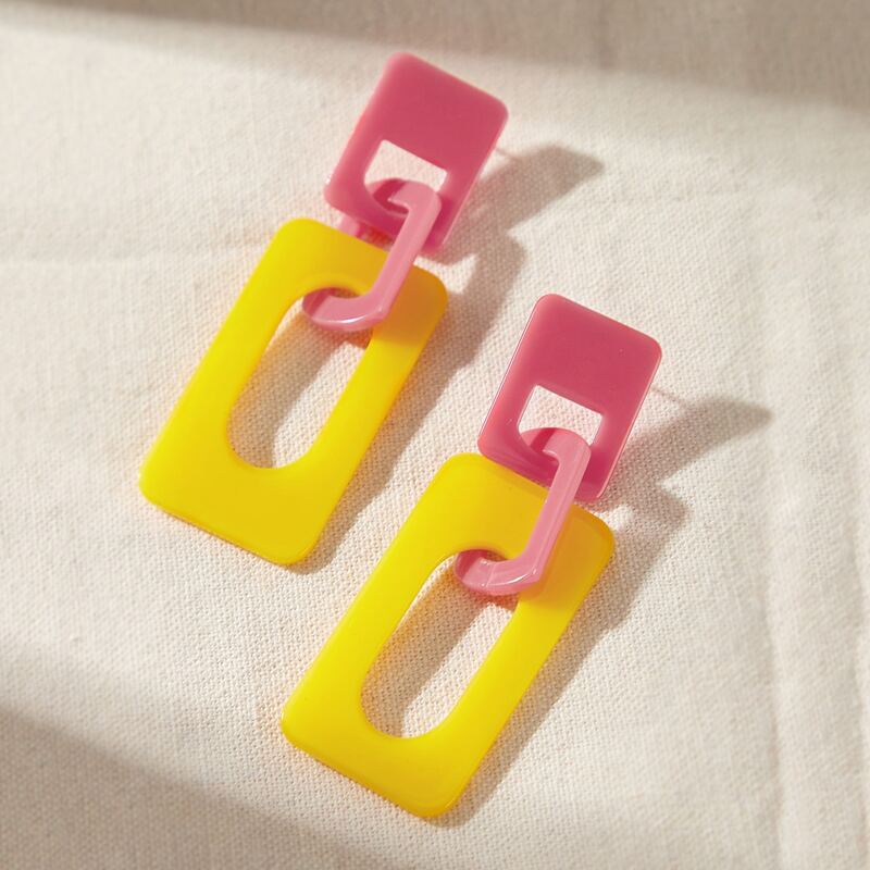 

1pair Geometric Design Drop Earrings, Multicolor