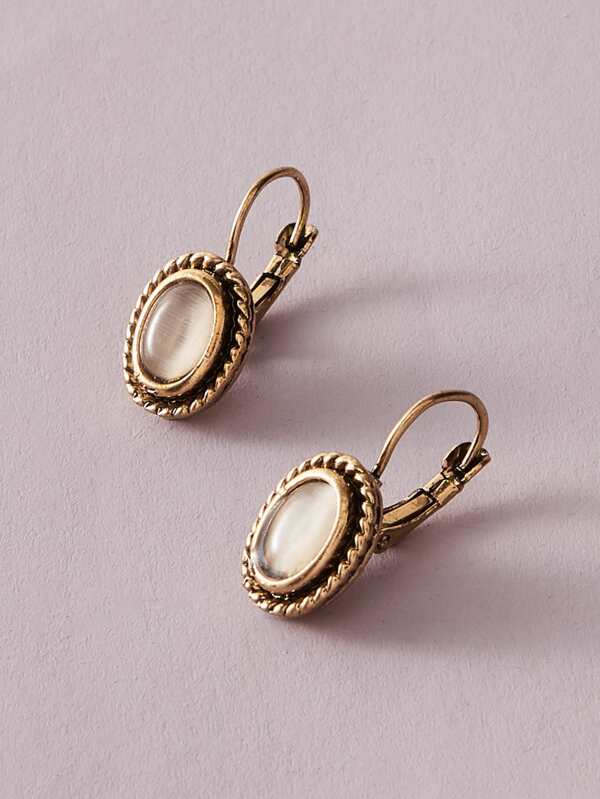 1 Pair Retro Minimalist Geometric Earrings, Suitable For Daily Wear