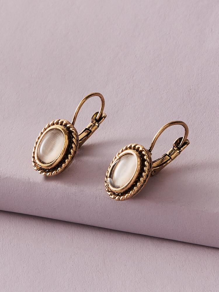 1 Pair Retro Minimalist Geometric Earrings, Suitable For Daily Wear