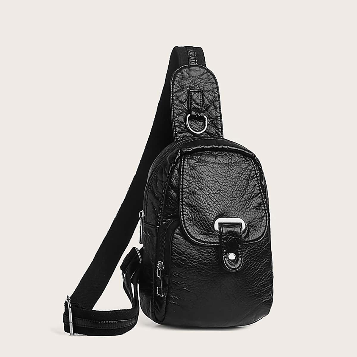 

Pocket Front Sling Bag, Black