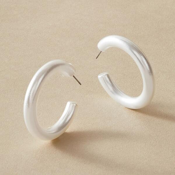 

1pair Acrylic Hoop Earrings, White