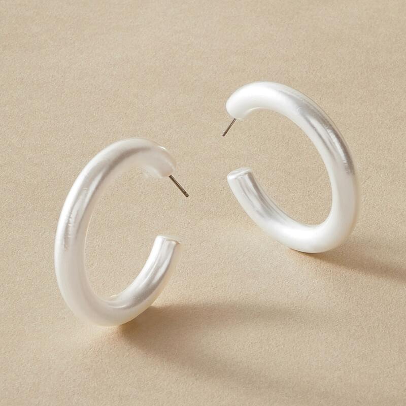 

1pair Acrylic Hoop Earrings, White