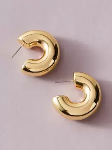 1pair Cuff Hoop Earrings - Yellow Gold - View 2