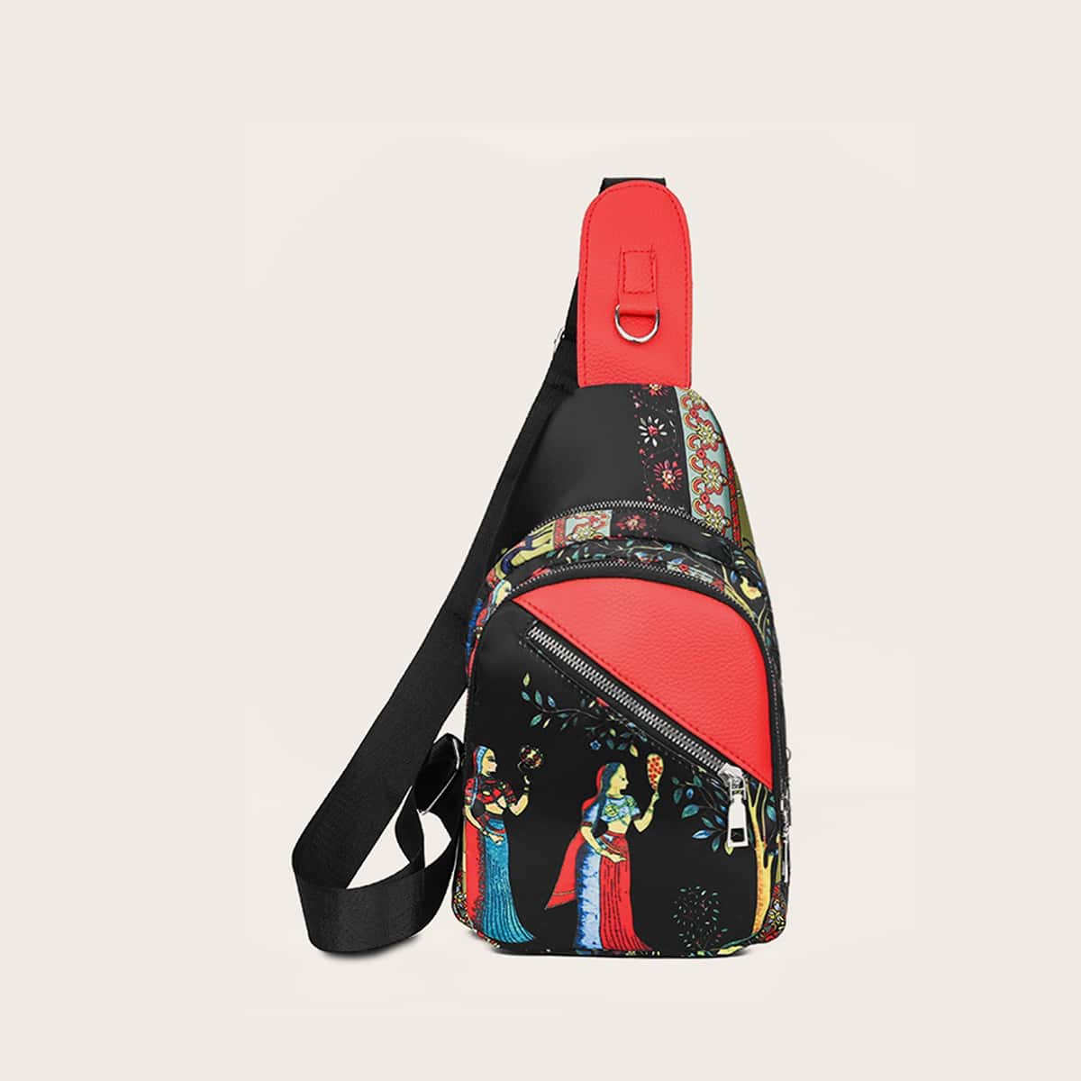 

Figure Graphic Sling Bag, Black