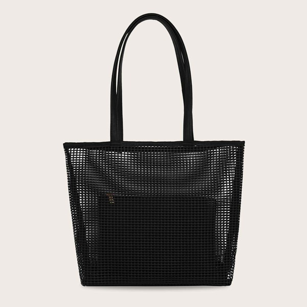 

Mesh Tote Bag With Inner Pouch, Black