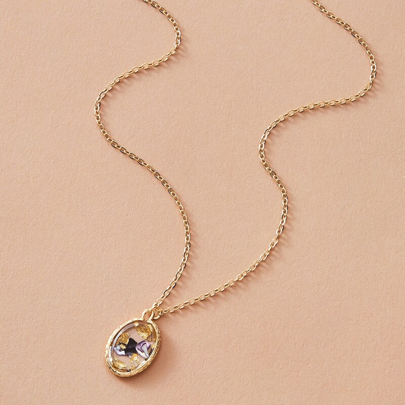 

1pc Resin Pendant Chain Necklace, Gold