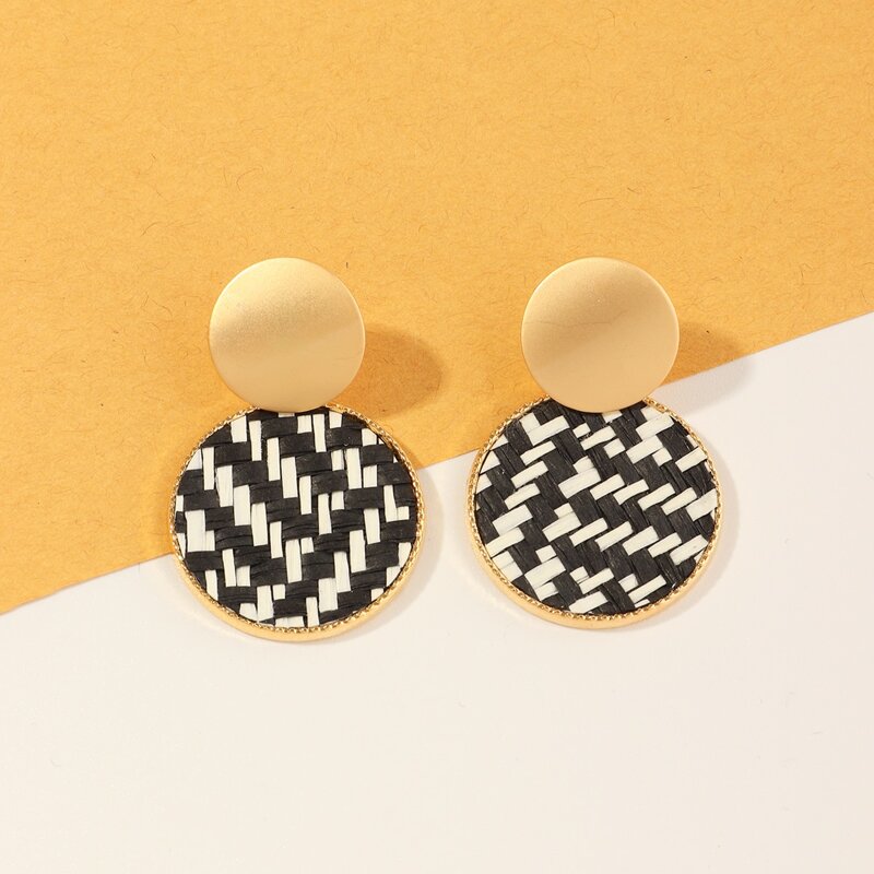 

1pair Braided Round Earrings, Multicolor