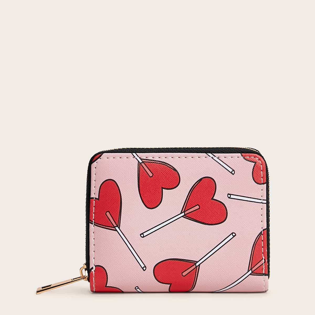

Lollipop Print Zip Around Purse, Pink