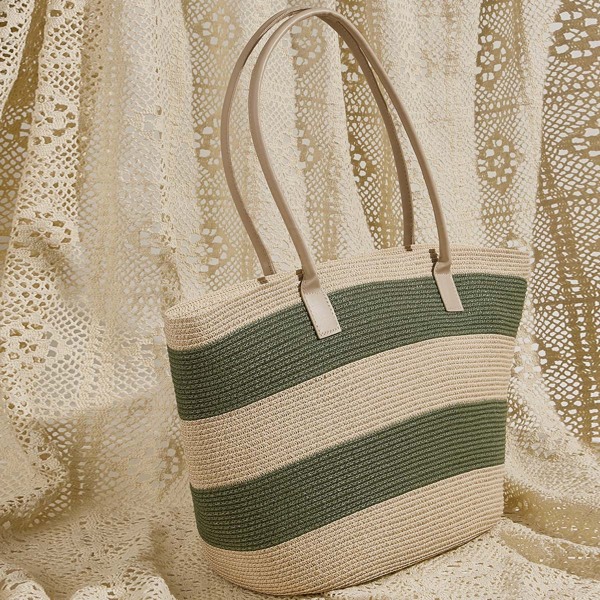 

Striped Woven Tote Bag, Multicolor