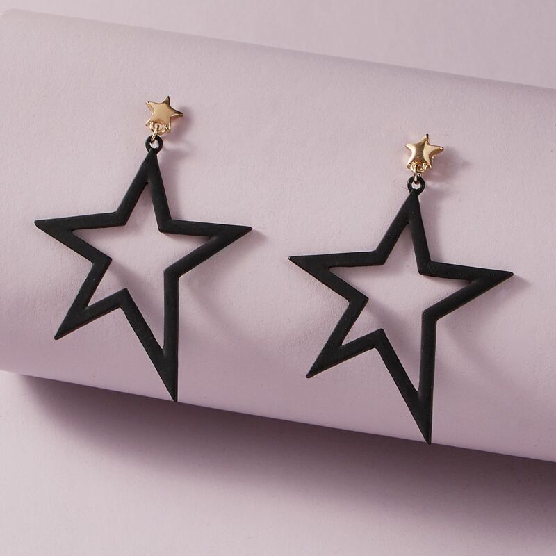 

1pair Hollow Out Star Decor Drop Earrings, Multicolor
