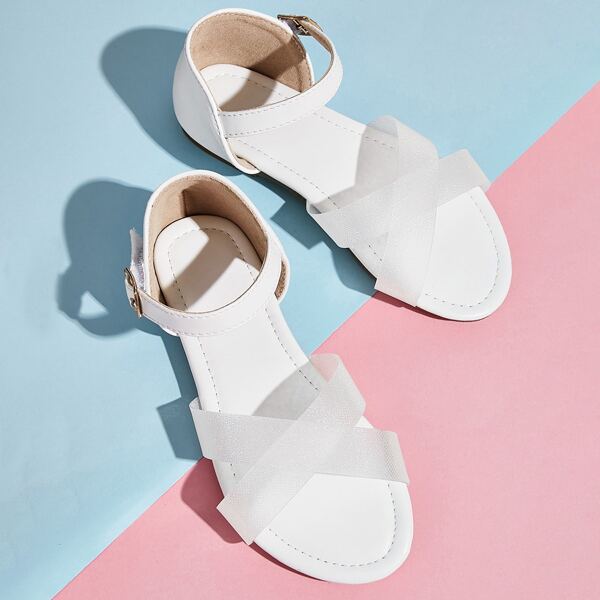 

Toddler Girls Cross Strap Ankle Strap Sandals, White