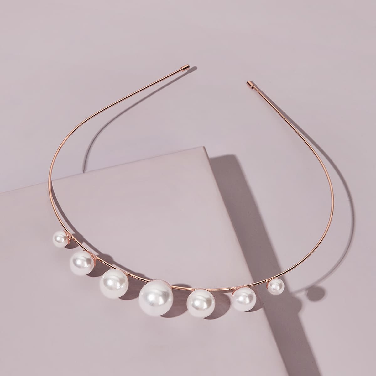 

Faux Pearl Decor Metallic Hair Hoop, Gold