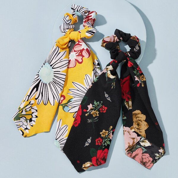 

Резинка для волос с цветочным узором 2шт, Многоцветный