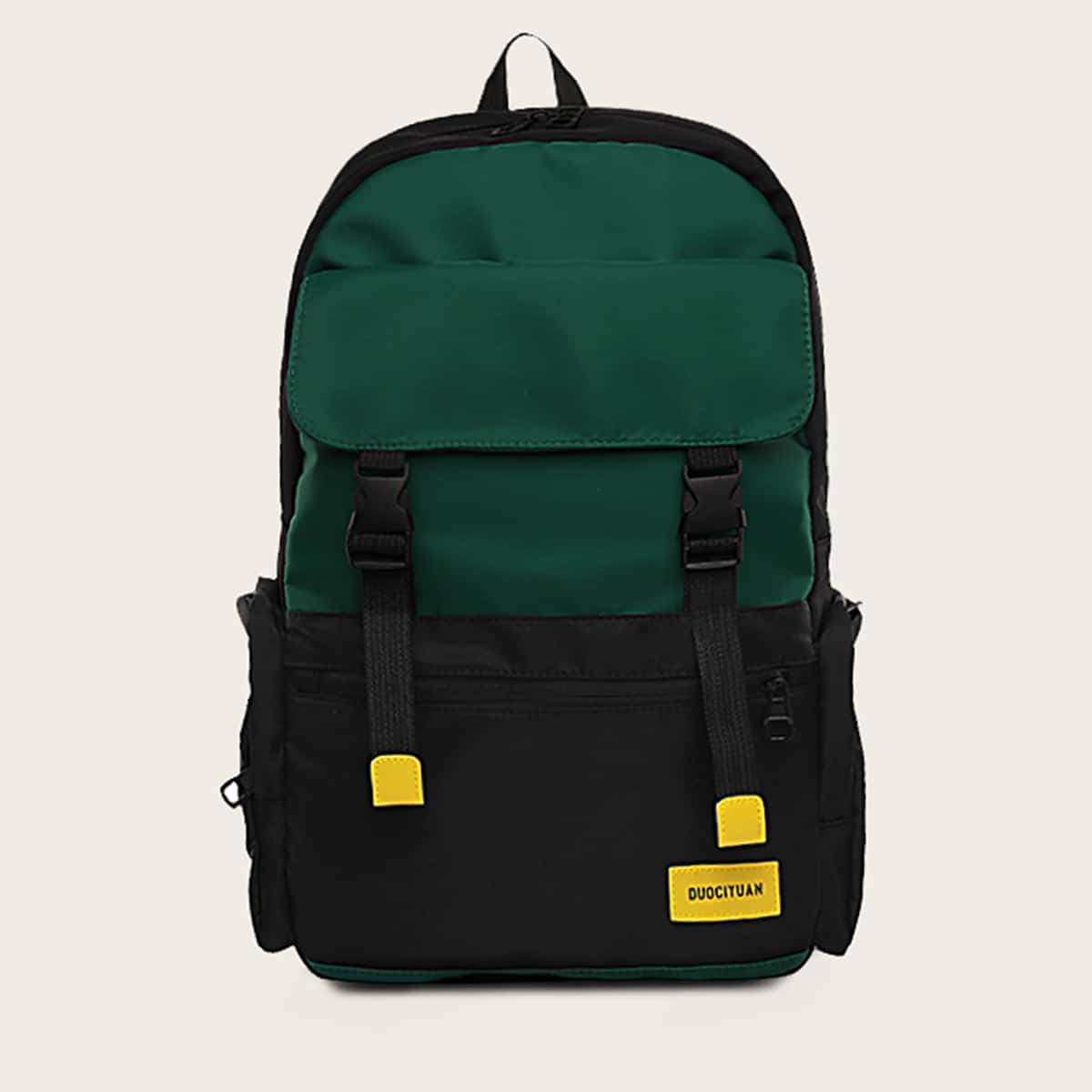 

Guys Colorblock Release Buckle Decor Backpack, Multicolor