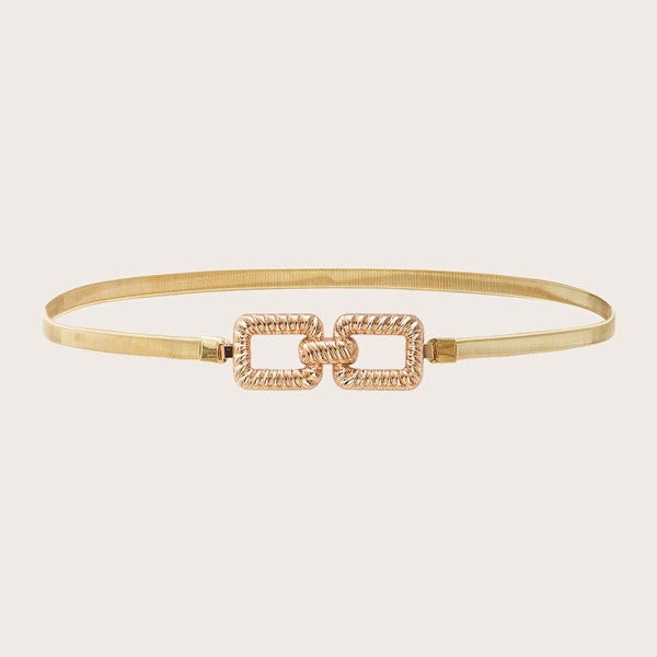 

Girls Geometric Decor Metal Belt, Gold