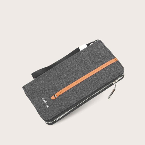 

Мужской кошелек с текстовой отделкой и ремешком, Серые