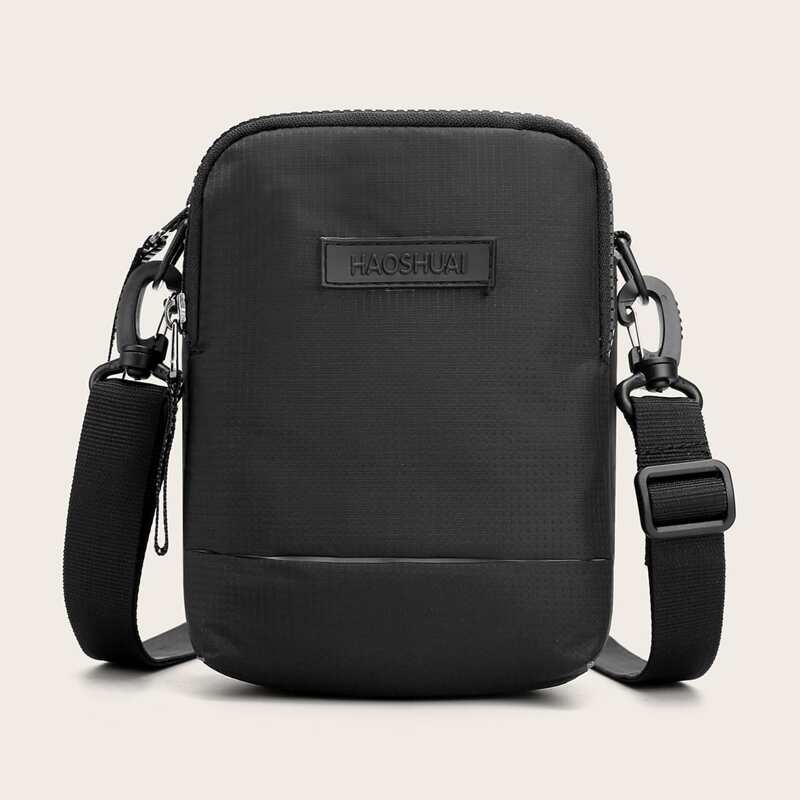 

Guys Letter Patch Crossbody Bag, Black