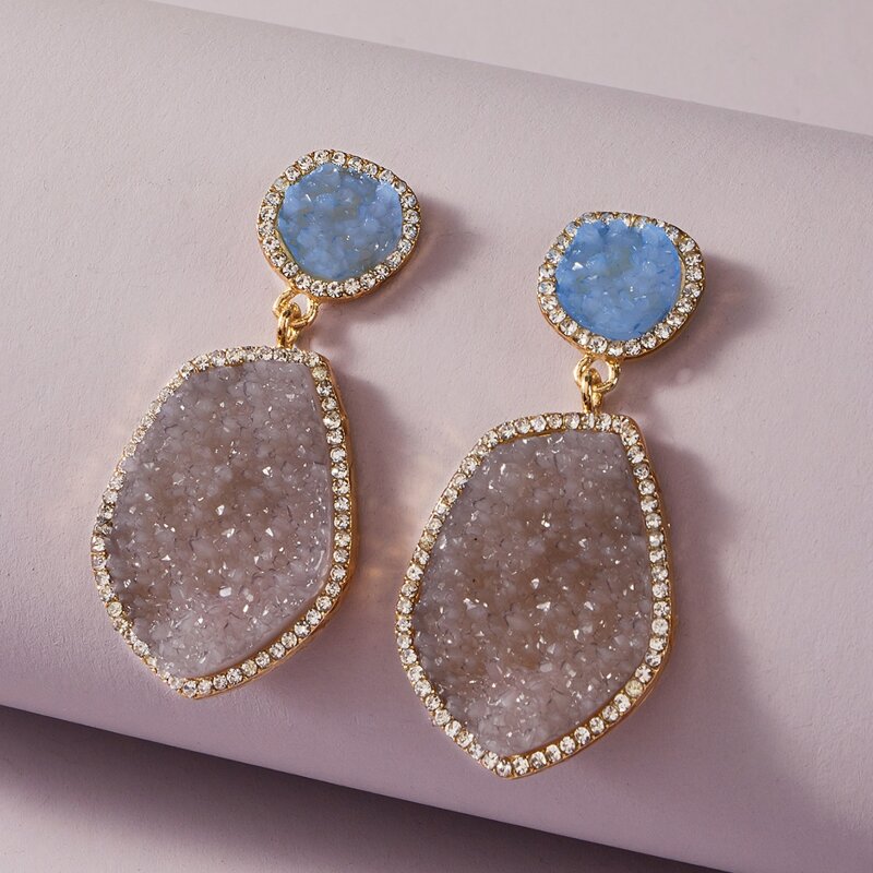 

1pair Rhinestone Decor Drop Earrings, Multicolor