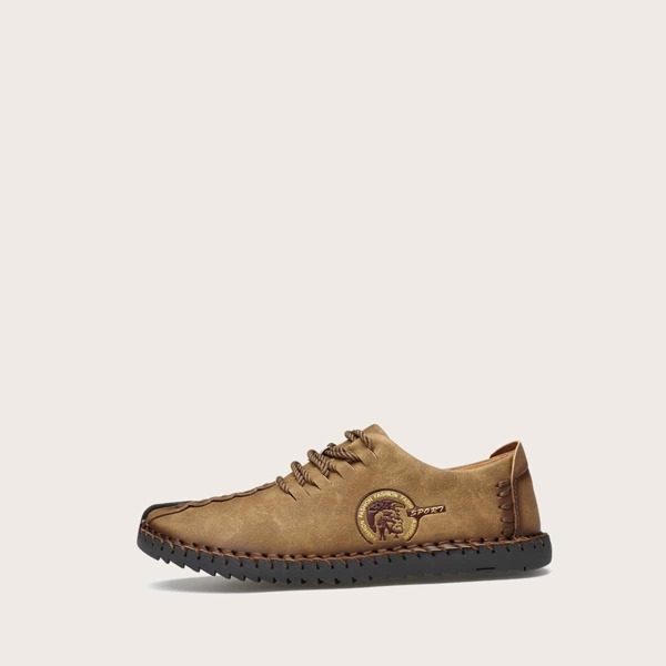 

Men Stitch Detail Wide Fit Shoes, Brown
