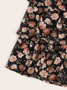 SHEIN Frenchy Floral Print Layered Skirt Flower Summer Vacation Holiday Resort