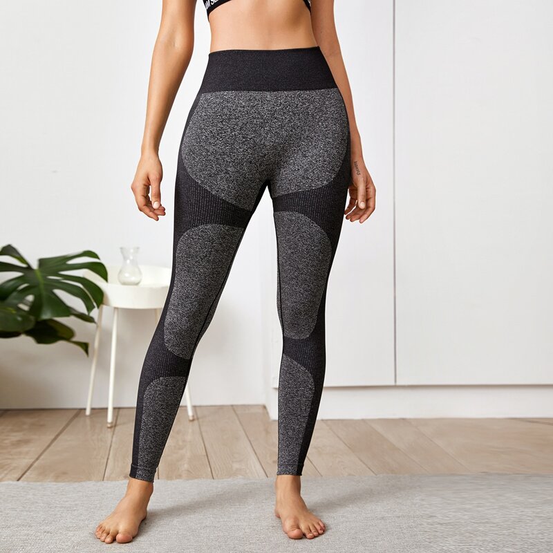 

Space Dye Wide Waistband Sports Leggings, Grey