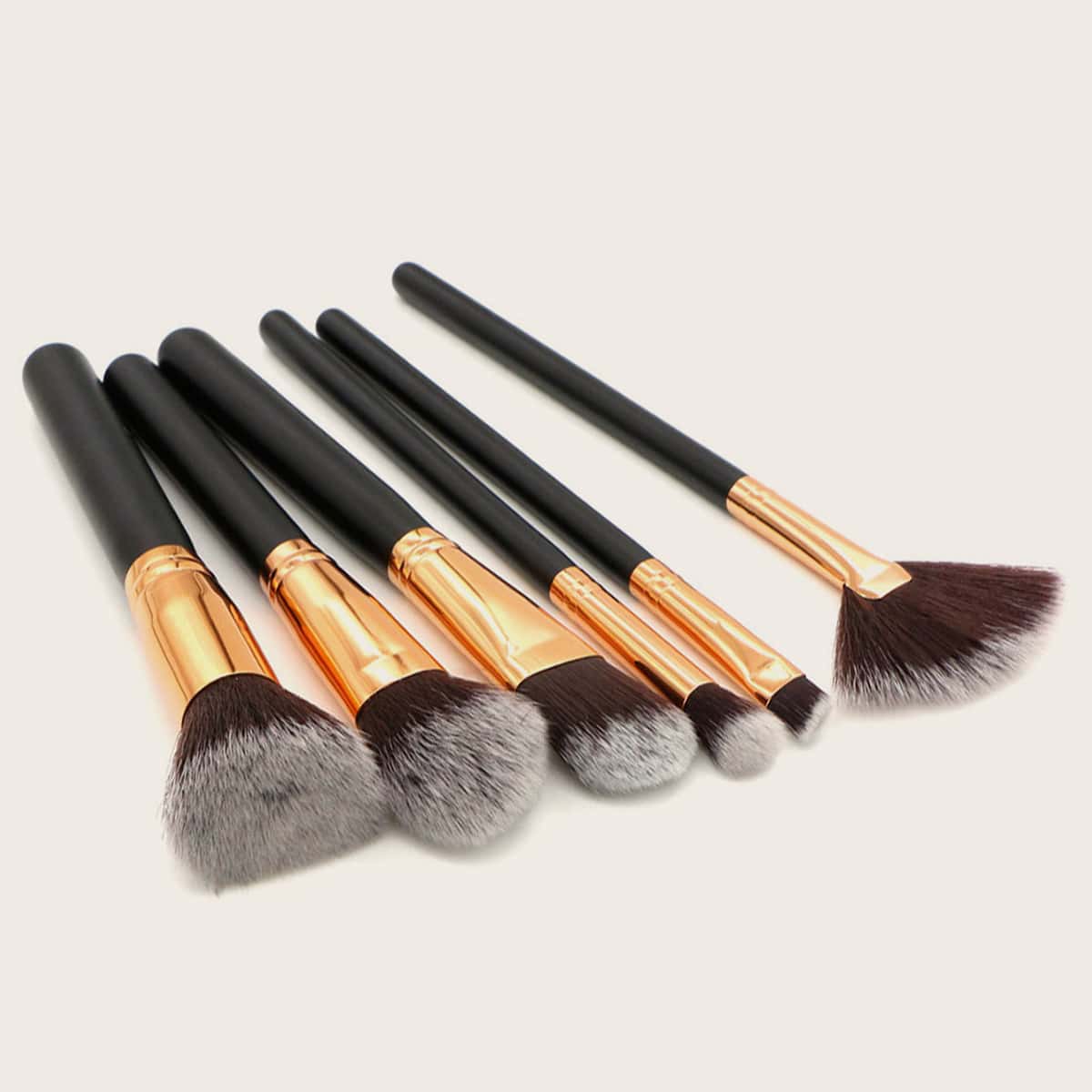 

6pcs Duo-fiber Makeup Brush Set, Black