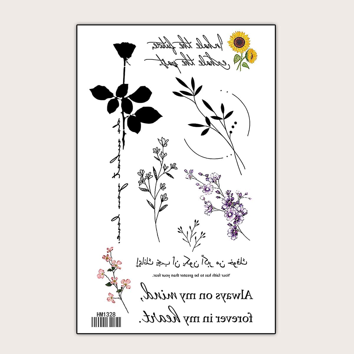 

Floral Pattern Tattoo Sticker, Multicolor