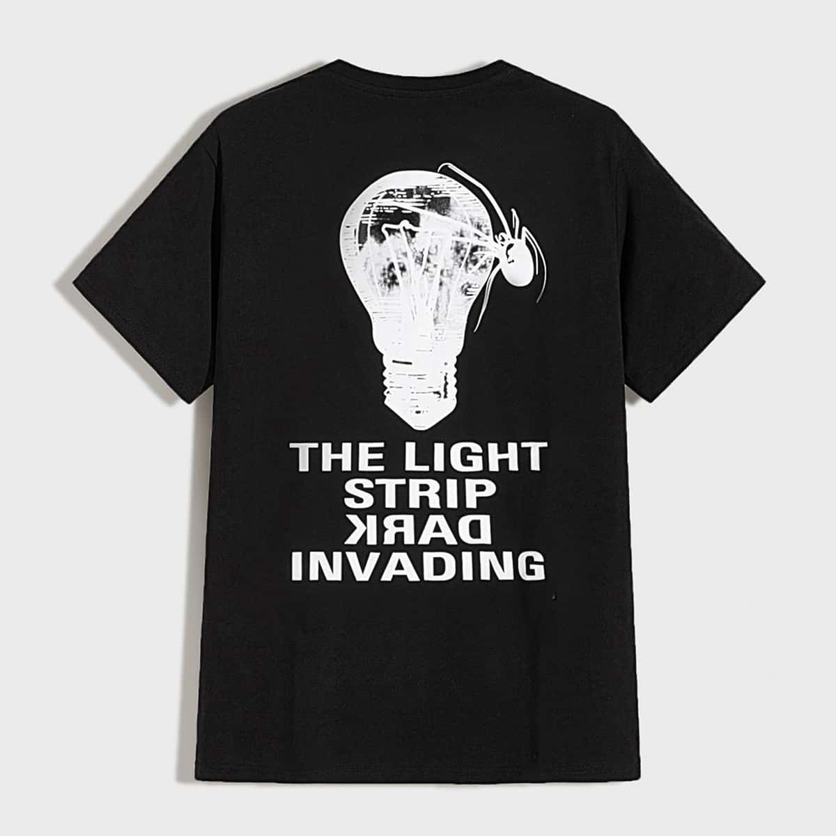 

Guys Light Bulb and Slogan Graphic Top, Black