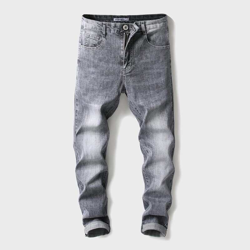 

Guys Button Fly Washed Tapered Jeans, Grey