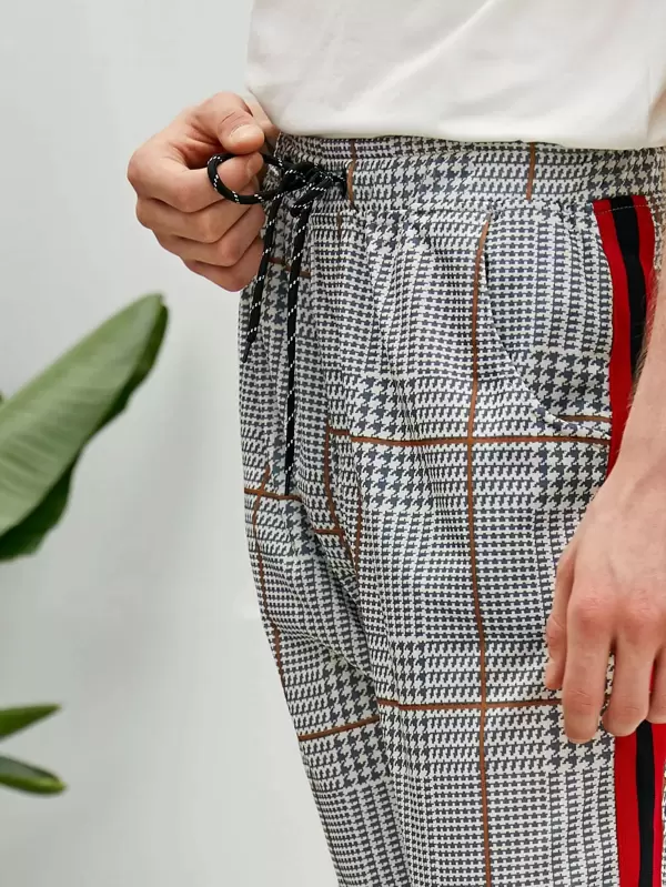 Oltre Italian Size Pantaloni Skinny Pied de Poule