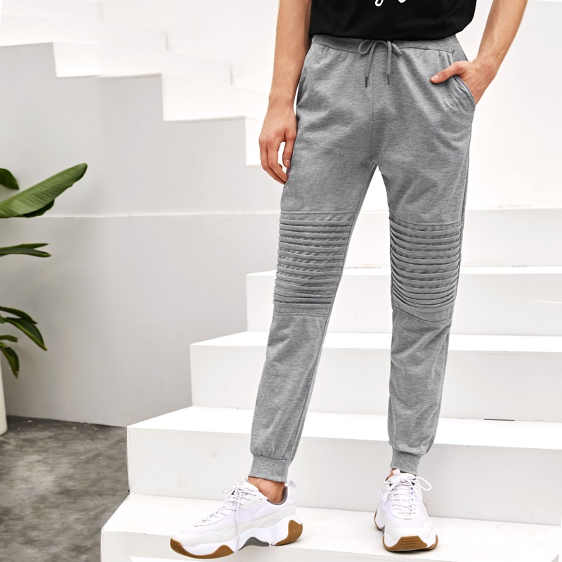 

Guys Drawstring Pleated Detail Sweatpants, Grey