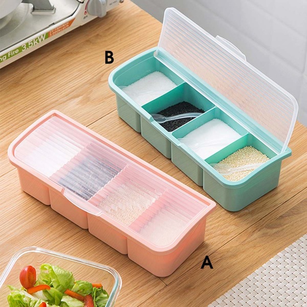 

1pc 4 Grid Seasoning Box, Multicolor