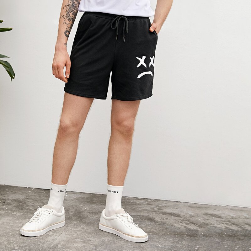 

Guys Drawstring Elastic Waist Side Pocket Athletic Shorts, Black