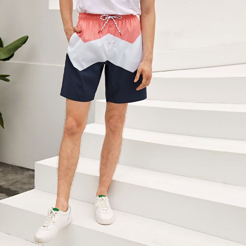 

Guys Cut And Sew Drawstring Swim Trunks, Multicolor