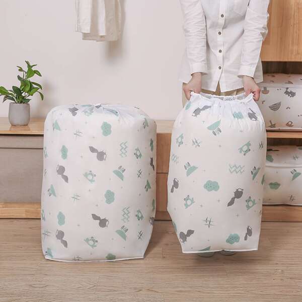 

1pc Cartoon Graphic Storage Bag, White