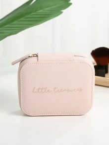 Slogan Graphic Cosmetic Storage Bag - Pink - View 2
